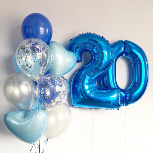 Шары на 20 лет сине-голубые