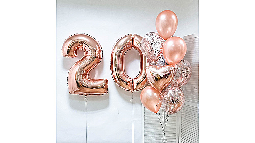 Шары на 20 лет розовое золото Шары на 20 лет розовое золото