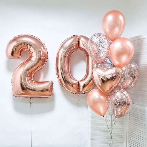 Шары на 20 лет розовое золото