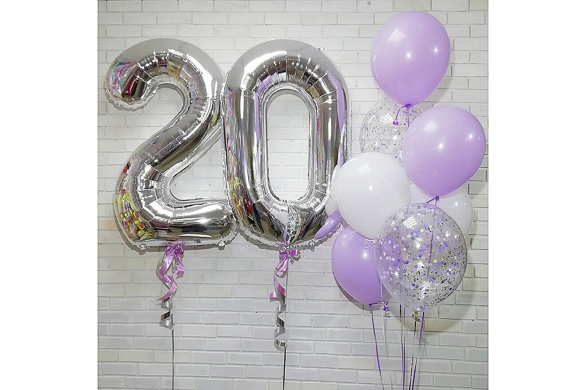 Набор шаров на 20 лет"Сирень"