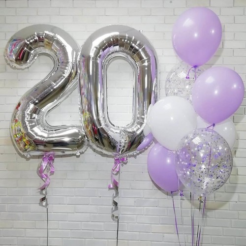 Набор шаров на 20 лет"Сирень" Набор шаров на 20 лет"Сирень"
