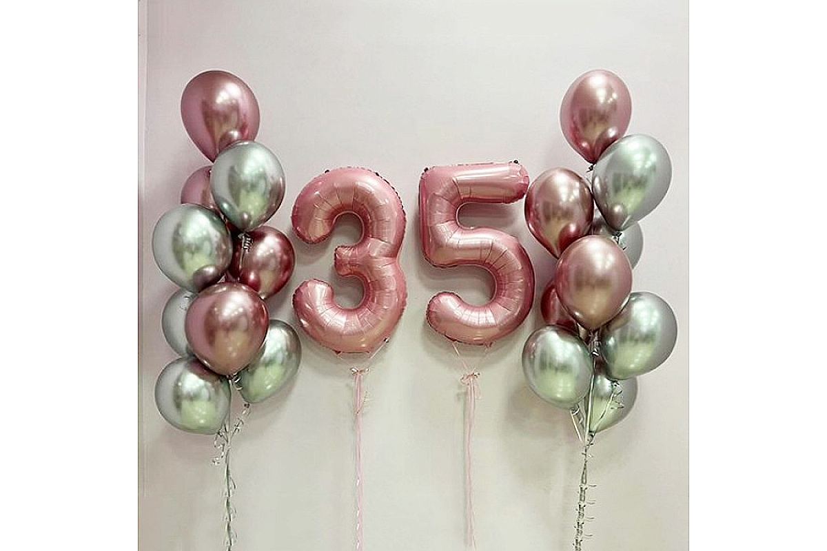 Шары на 35 лет "Оливка хром"