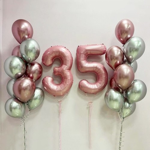 Шары на 35 лет "Оливка хром"