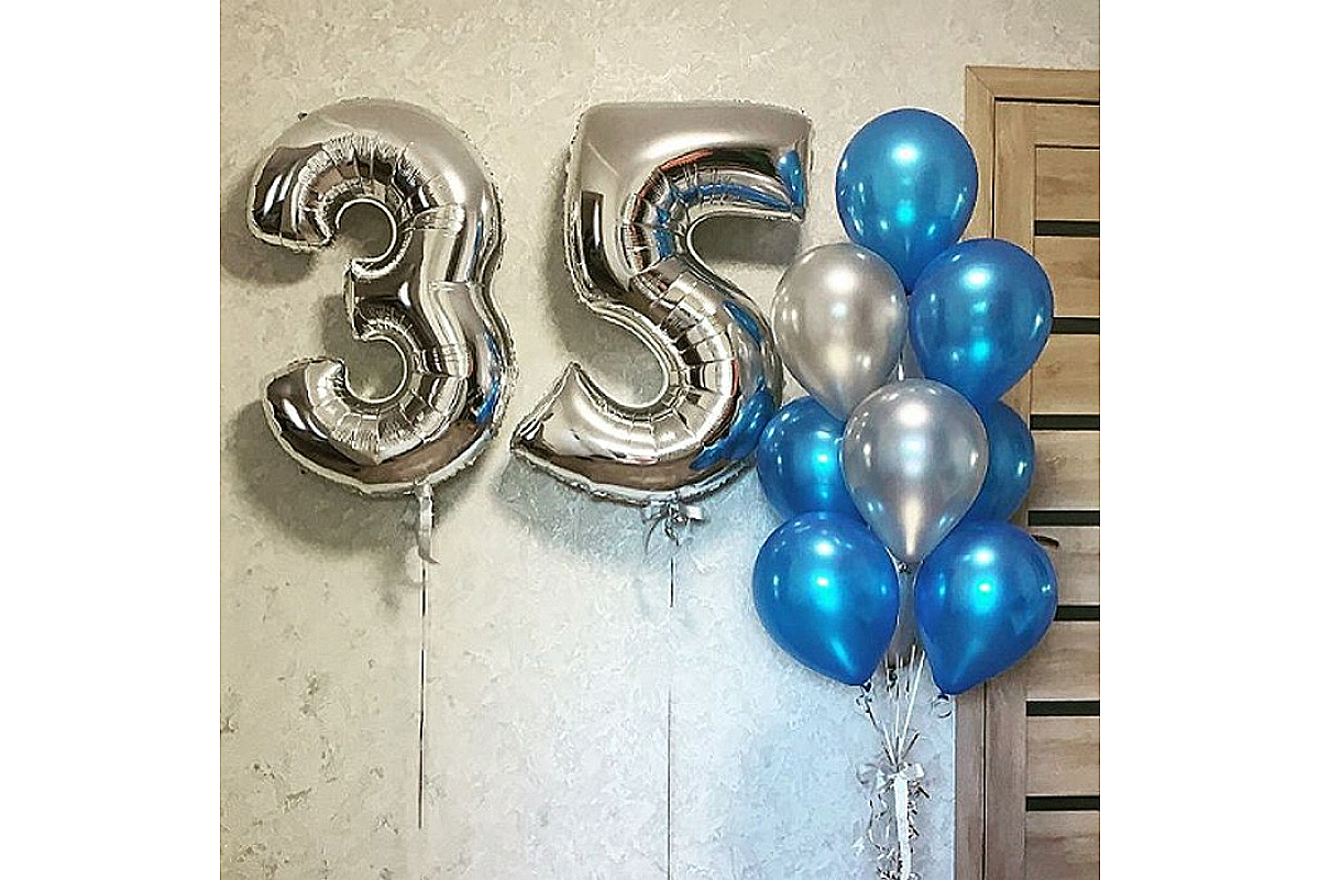 Шары на 35 лет синий металлик