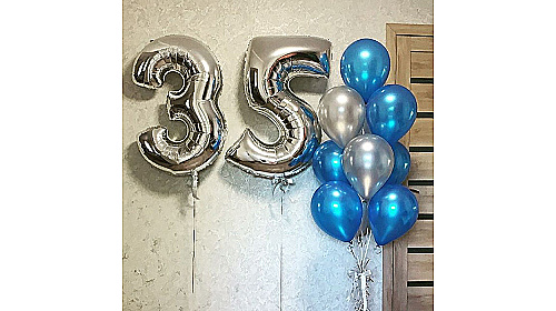 Шары на 35 лет синий металлик