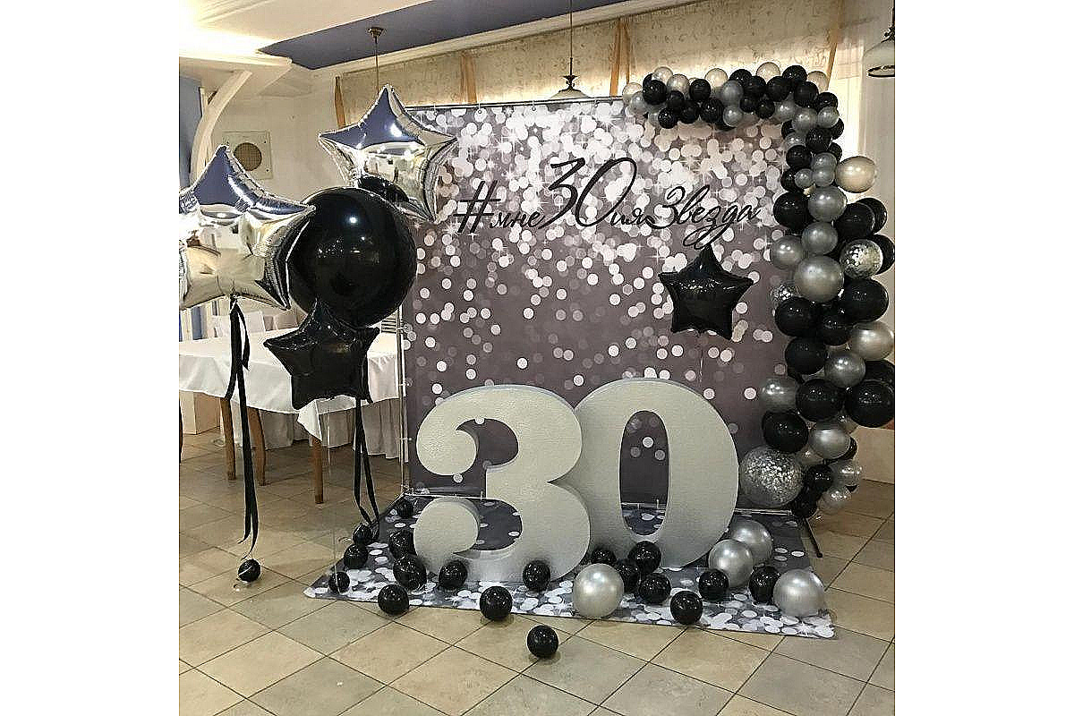 Фотозона из шаров "Как 30 ? Было же 18 !"