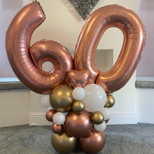 Шары на 60 лет на стойке хром