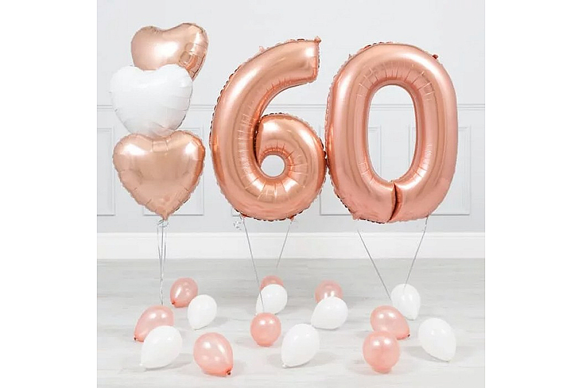 Шары на 60 лет 3 сердца