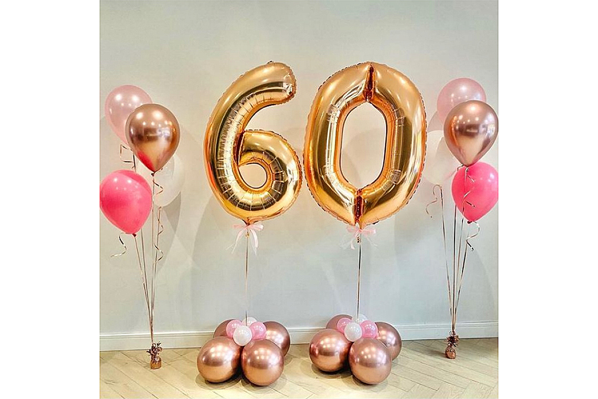 Шары на 60 лет для нежной дамы