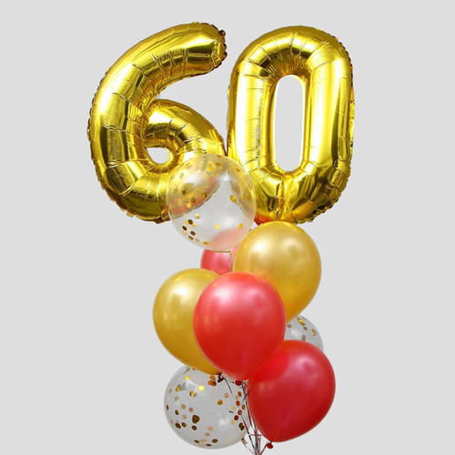 Фонтан из шаров "60 лет золото"