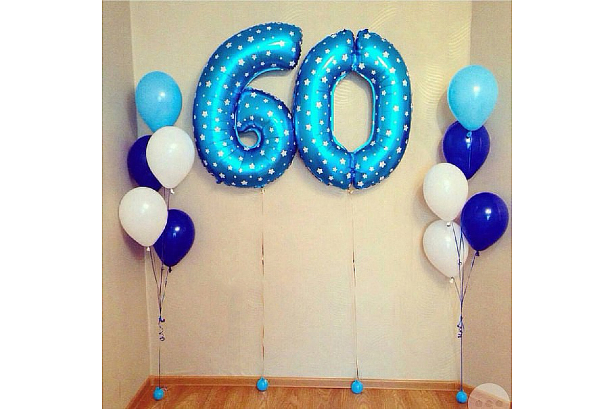 Шары на 60 лет "Голубые звезды"