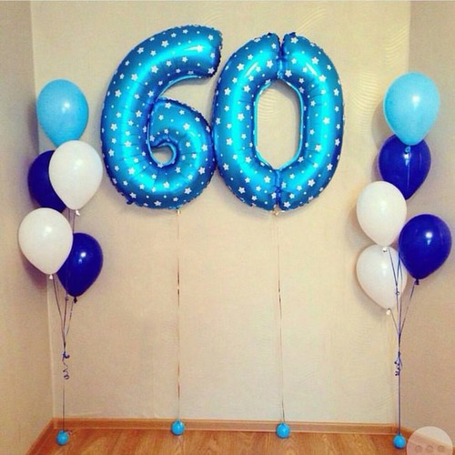 Шары на 60 лет "Голубые звезды"