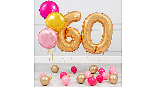 Шары на 60 лет золотой хром Шары на 60 лет золотой хром
