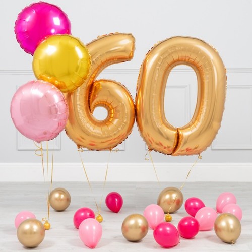 Шары на 60 лет золотой хром