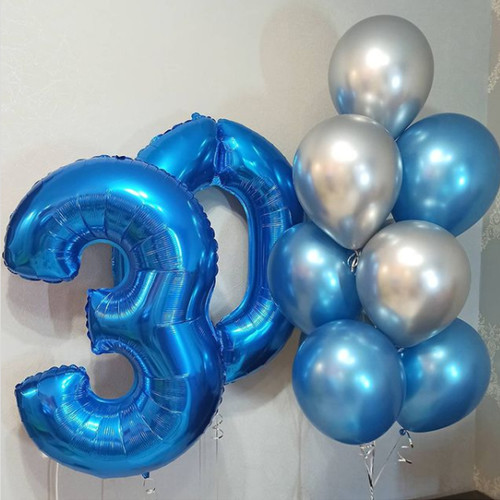 Шары на 30 лет синий хром