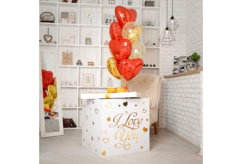 Коробка - сюрприз с шарами "Большая любовь"