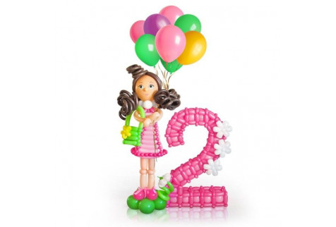 Фигура из шаров «Девочка с шариками» +цифра