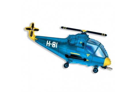 Шар (97 см) Фигура, Вертолет, Синий.