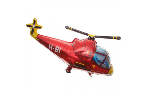 Шар (97 см) Фигура, Вертолет, Красный.