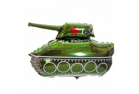 Шар (79 см) Фигура, Танк T-34, Зеленый.