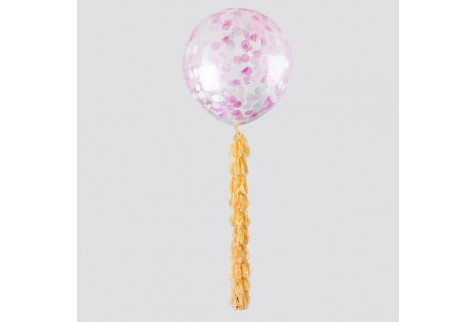 Большой шар с розовыми конфетти и кисточками тассел (91 см), 1 шт.