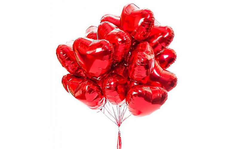 Сердце фольгированное красное, 1 шт, ( 45 см)