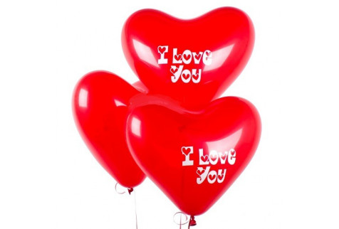 Сердца латексные красные кристалл "I love you", 1 шт.