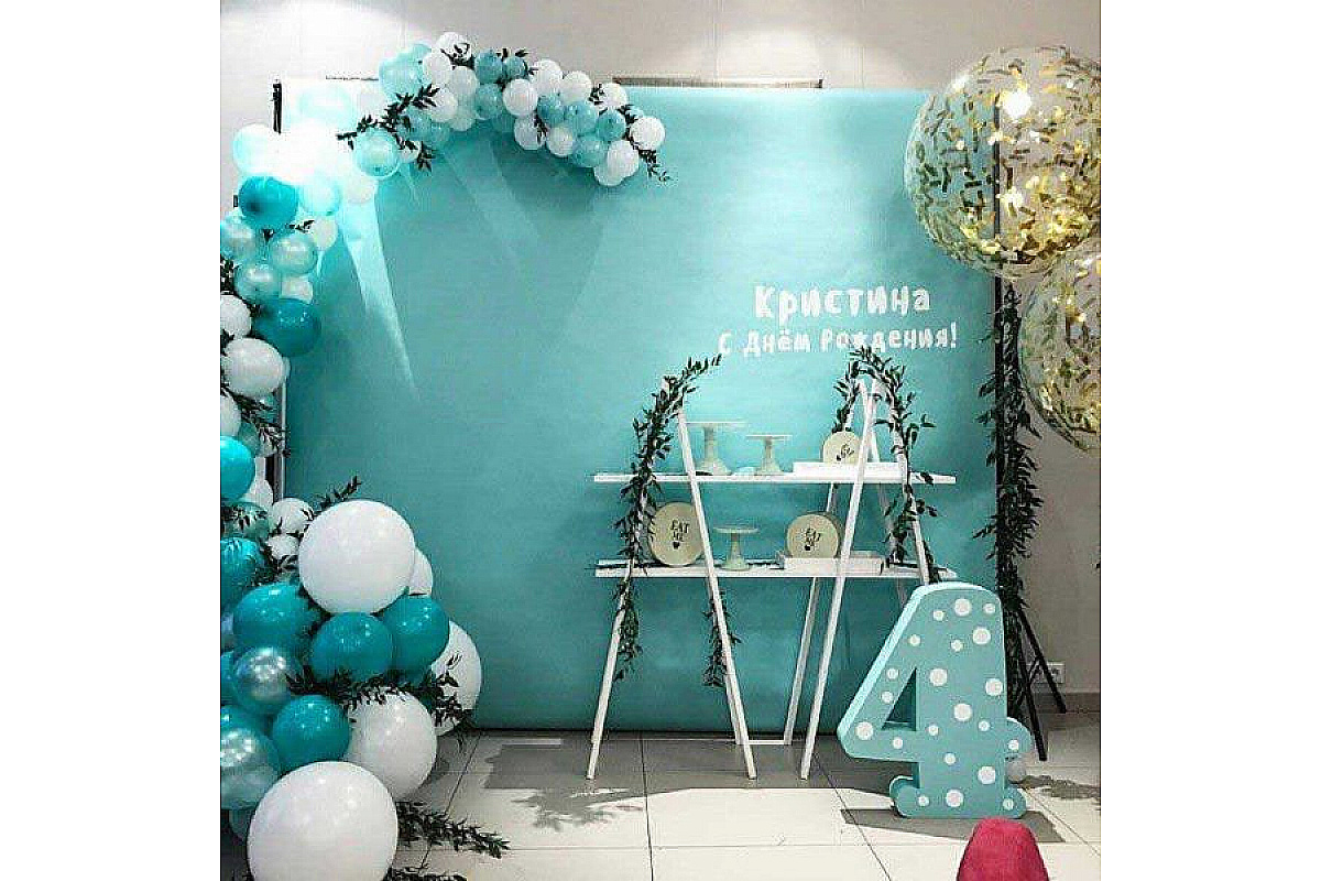 Фотозона из шаров "Бирюза"