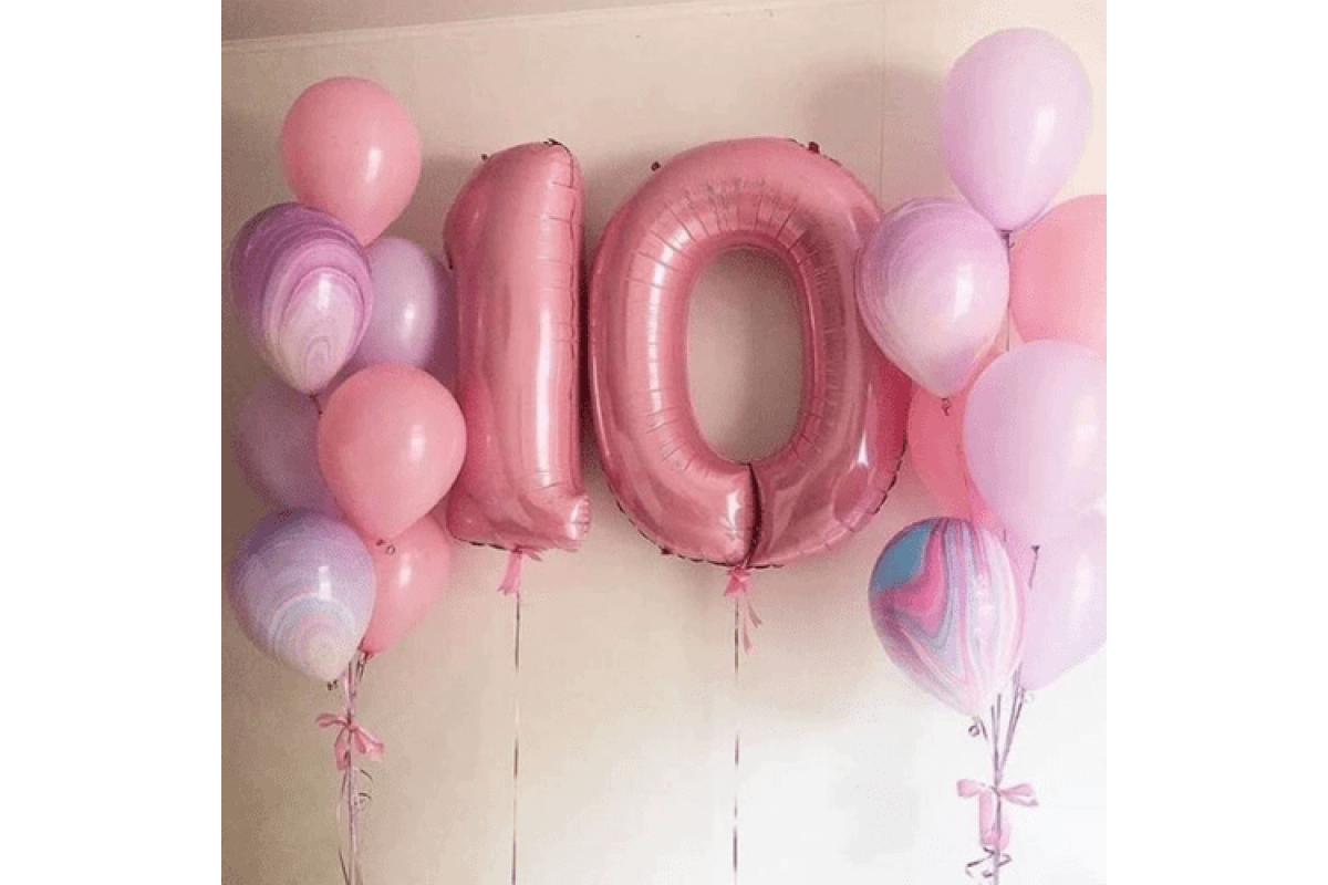 Набор воздушных шаров "10 лет Нежно розовый сет"