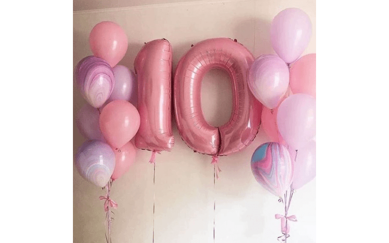 Набор воздушных шаров "10 лет Нежно розовый сет"