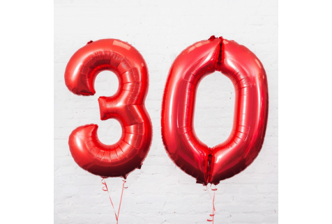 Набор воздушных шаров "Цифры 30 красные" на юбилей